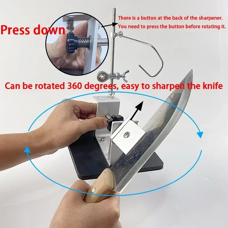 Ruixin 360 Rotary Knife Professional Fixed Angle Sharpener Honing Sharpening System Whetstone Diamond Agate Stone Apex Grinder