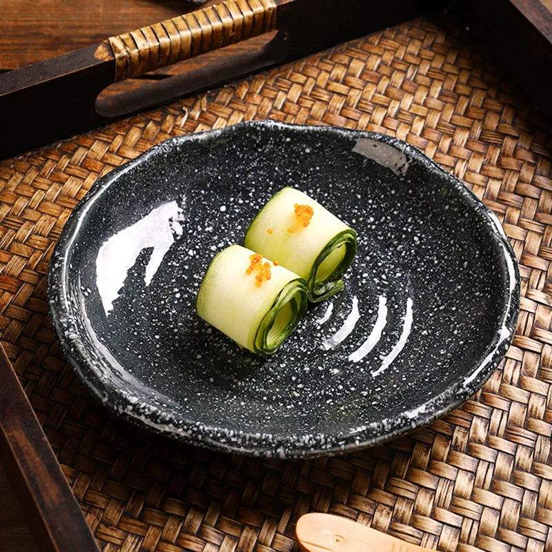 1 Piece Hand Pinch Ceramic Plate Irregular Cooking Sushi Cheese Snack Plate Flatware Vintage Retro Oval Plate