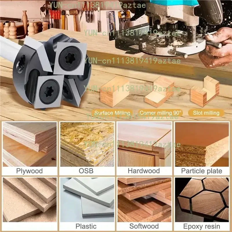 Insert-Style Spoilboard 4 Flute Face End Milling Cutter For Wood 6Mm Shank Planing Bits CNC Surfacing Router Bit