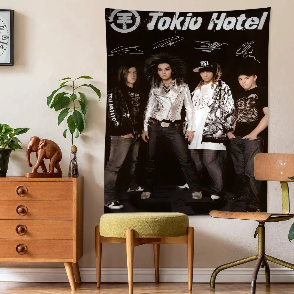 

Tom Kaulitz Tokio Hotel Anime Tapestry Hippie Flower Wall Carpets Dorm Decor Cheap Hippie Wall Hanging