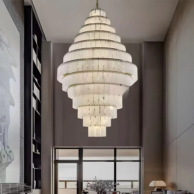 Modern Black Full Copper Dolomite Dining Room Pendant Light For Living Room Decoration  Ceiling Lighting Lustre Light Fixture