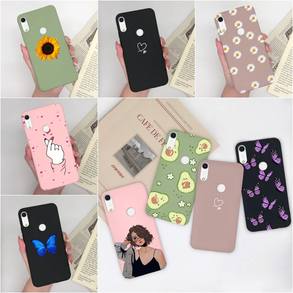 For Huawei Y6s Y6 Pro 2019 Phone Case Cover Fashion Heart Avocado Matte Mobile Silicone Soft TPU For Huawei Y6 Prime Funda Coque