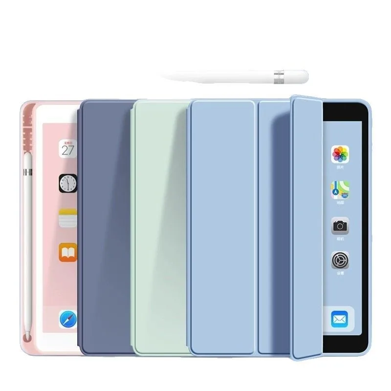 متوافق مع حافظة Apple iPad 11 مقاس 10.2 بوصة مع فتحة قلم Pro Silicone Air 4 حافظة جلدية ناعمة صغيرة 7