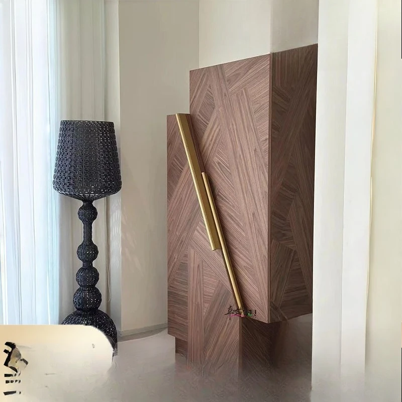 Italian wine cabinet, light luxury high-end designer home storage cabinet, modern irregular walnut wood grain wine cabinet