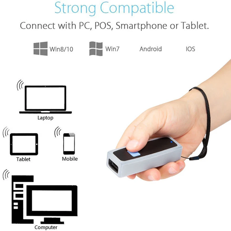 Imagem -05 - Mini 2d sem Fio Barcode Scanner sem Fio e Compatível com Bluetooth Portátil 1d 2d qr Code Scanner para Loja