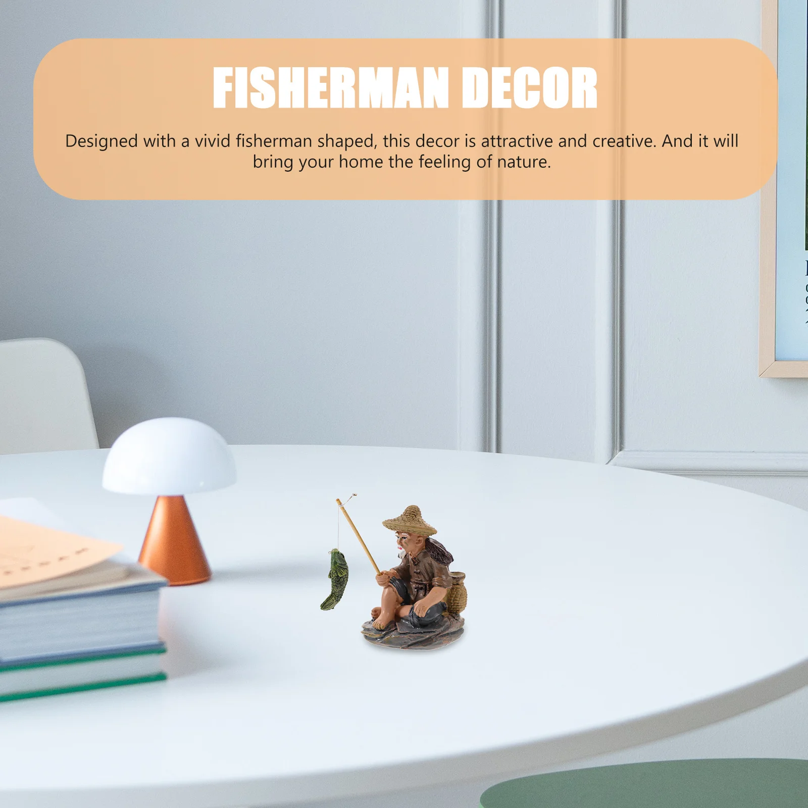 

Miniature Fisherman Figurine Resin Statue for Bonsai Rockery Decor Vintage Flower Pot Ornament Desktop Sculpture Home Adornment