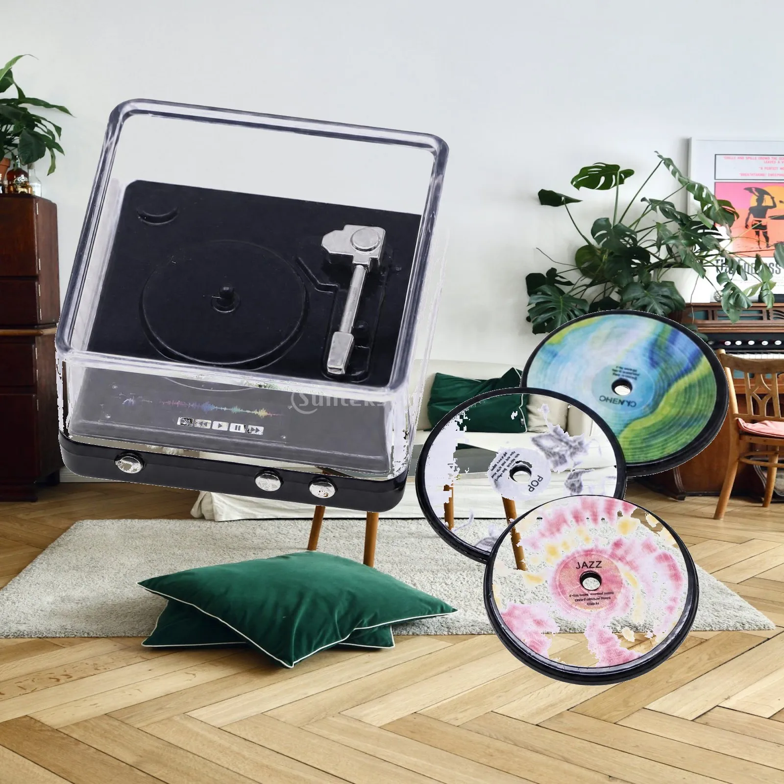 Miniature Accessory Retro Miniature CD Player with Removable Disc Diorama Prop Dollhouse Furniture Piece