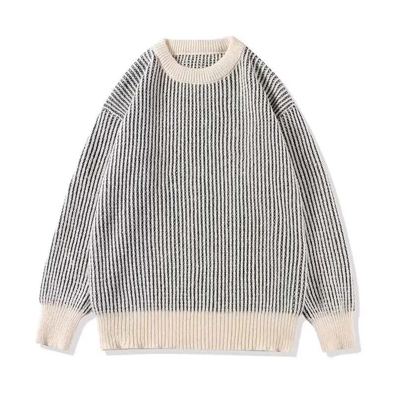 

New Autumn Winter Striped Sweater round Ne Loose Casual Lazy Sle Couple oulder Drop Knitted irt Versatile Comfortable...