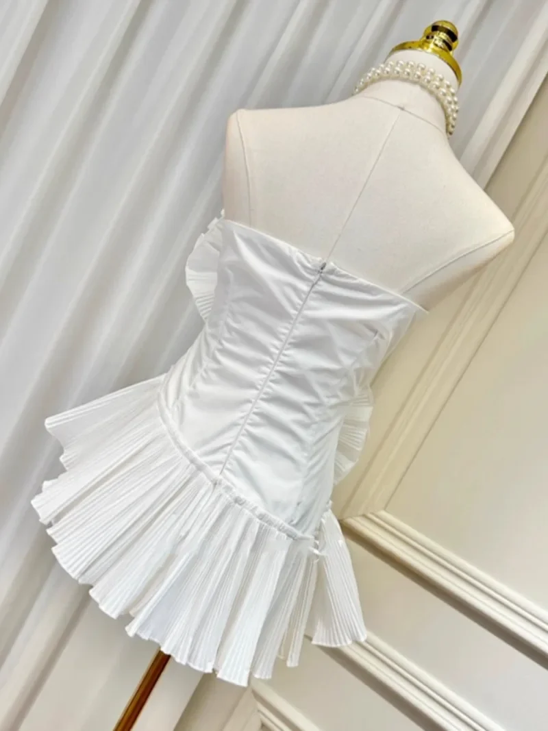 LED Cambia colore Donna Chic Elegante floreale senza maniche TubeTop Fiore pieghettato senza maniche Tinta unita Irregolare Abito a LED Rave