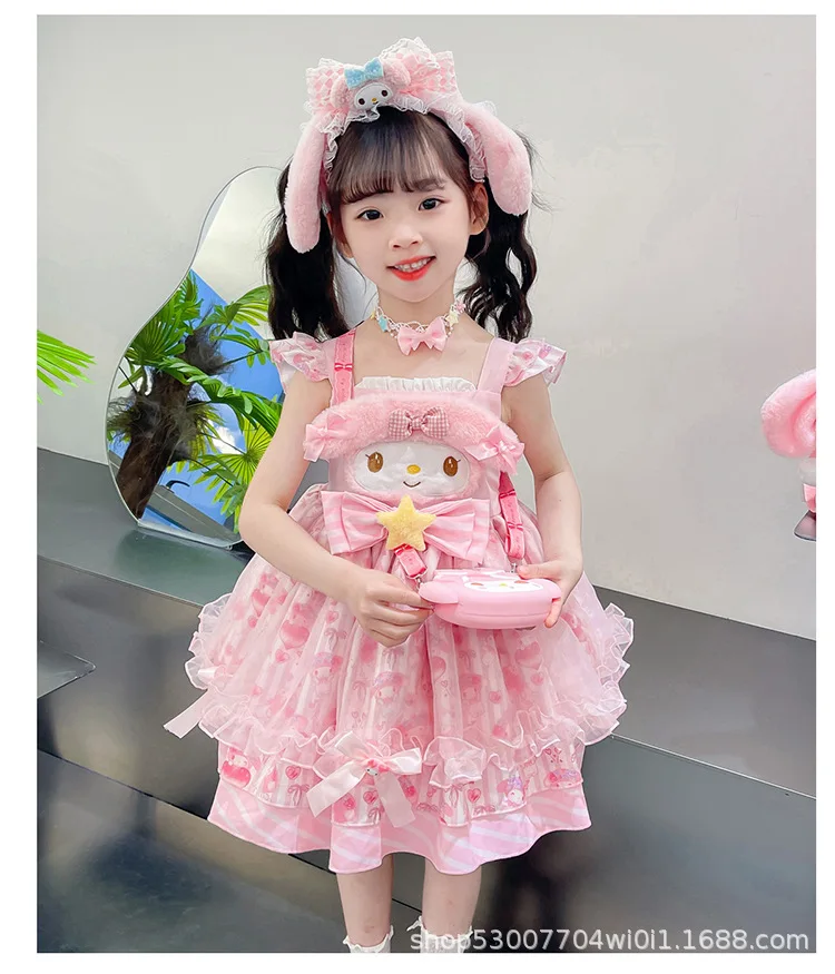 Girls' Summer Outfit Cinnamoroll Dress 2024 New Children'S Lolita Princess Dress Girl Melody Cute Birthday Party Daily Dress Hot