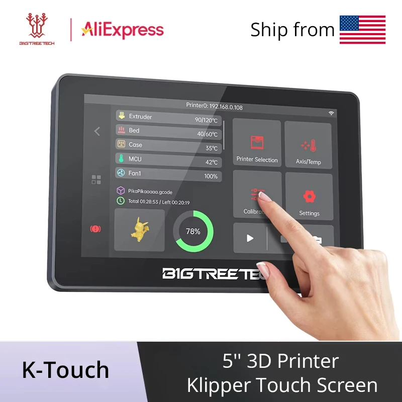 

BIGTREETECH K-Touch 5'' 3D Printer Klipper Touch Screen Wireless Control Display Remote Printing for Voron Ender 3 FDM Printers
