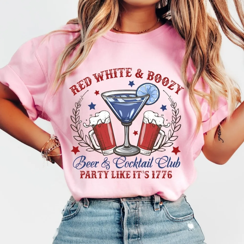 4th of July Social Club Women Tshirt America Retro 4th of July USA  Independence Day Vintage America 1776  Funny Classic Man Tee