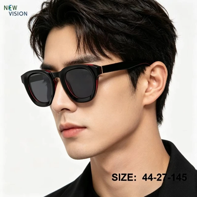 

Luxury Acetate Sunglasses Custom Prescription Lenses UV400 Polarized Vintage Black Red Eyewear for Men Women Fashion Sun Glasses