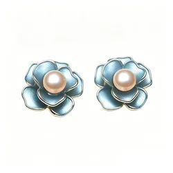 Real Freshwater Small Pearl Earrings Women,925 Silver Natural Pink Pearl Earrings Jewelry Wife Mother Anniversary Gift White