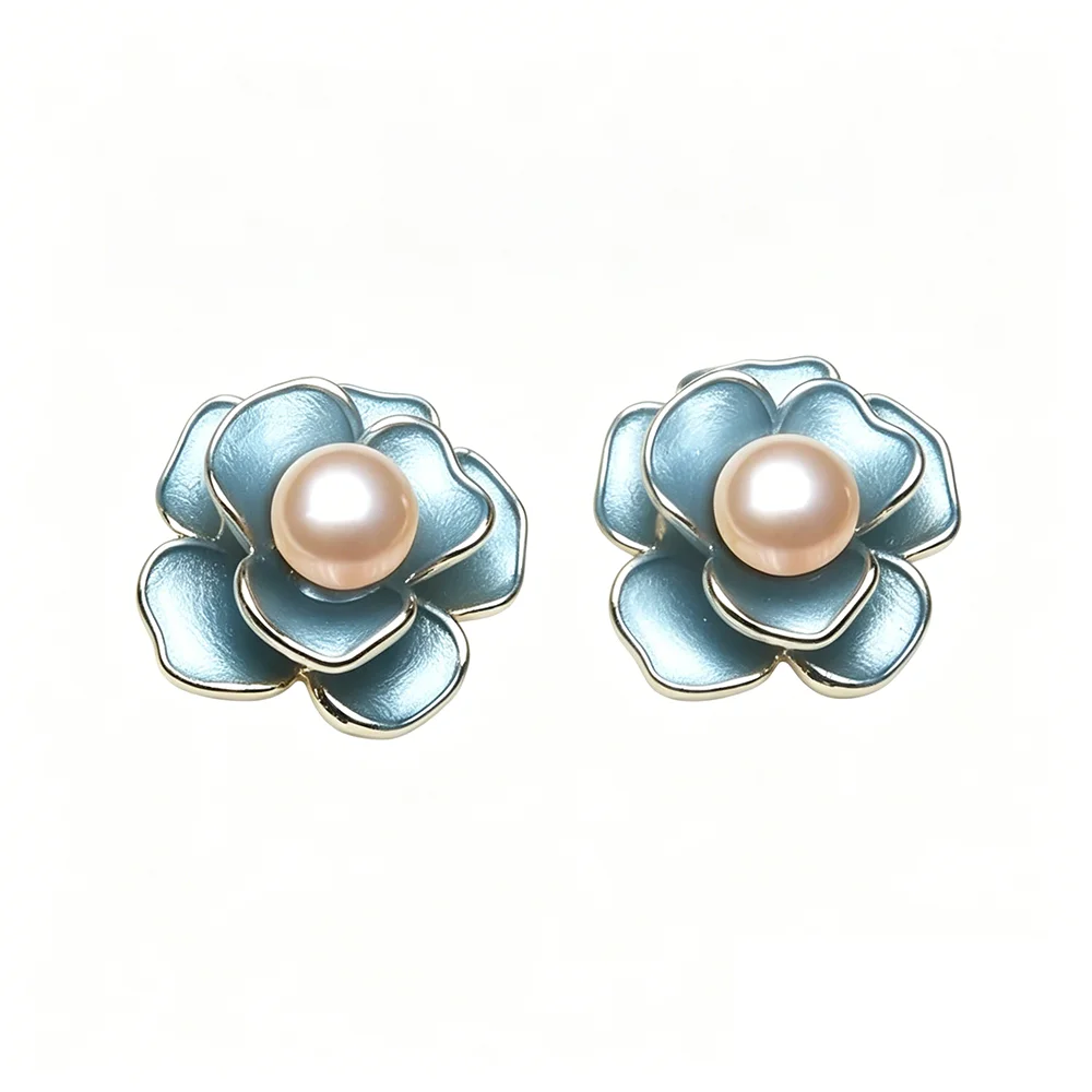 Real Freshwater Small Pearl Earrings Women,925 Silver Natural Pink Pearl Earrings Jewelry Wife Mother Anniversary Gift White