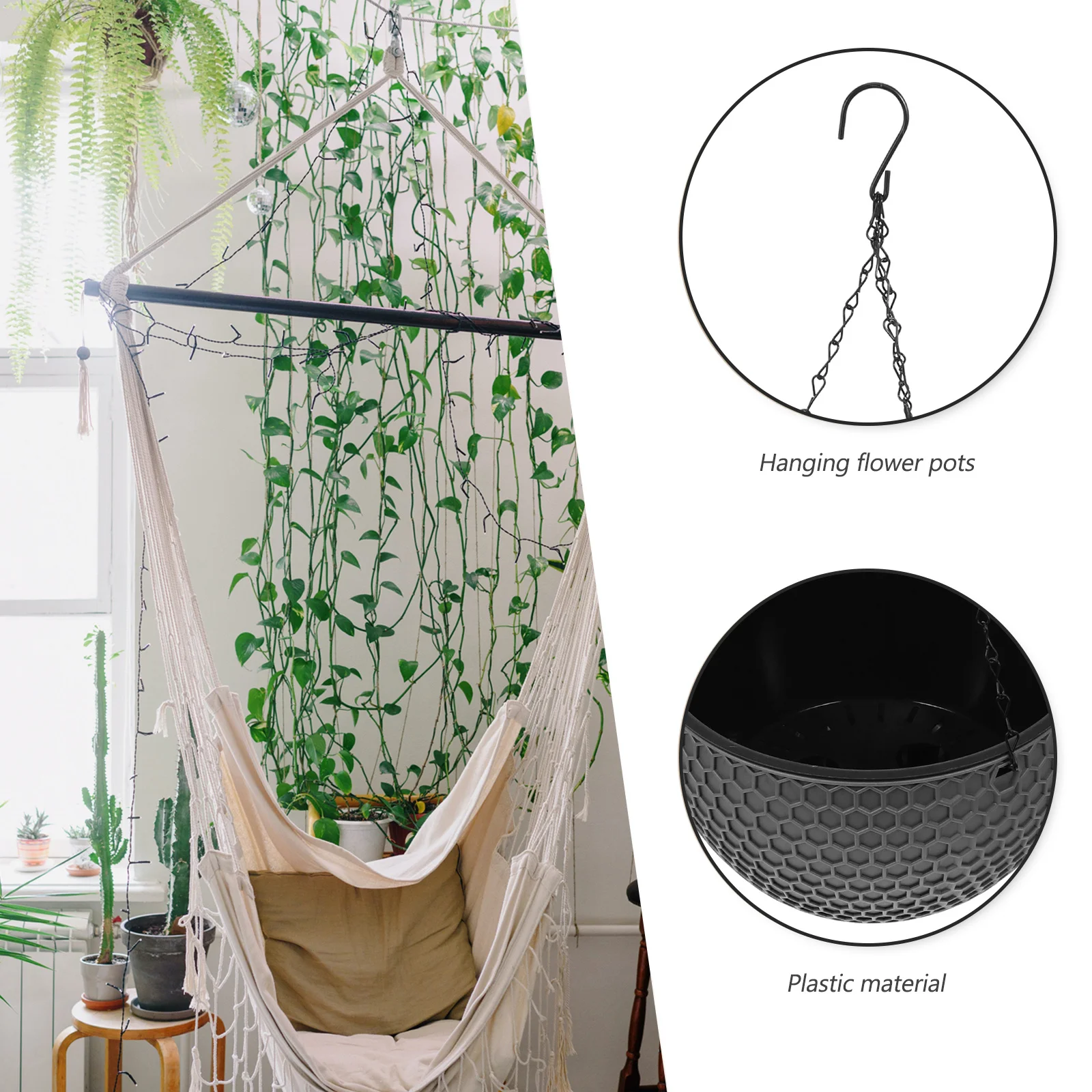 

1 шт., цветочный горшок, универсальный контейнер для растений для внутреннего и наружного сада, балкона, зеленые растения, подвесная корзина для сочных растений