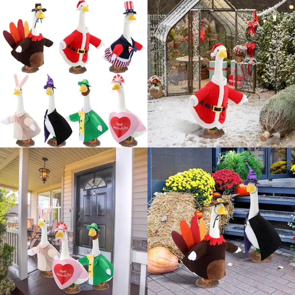 

Seasonal Goose Outfits Collection: Witch, Santa, Turkey, Bunny, Independence, Valentine's, St. Patrick's, Festivals Lawn Goose C