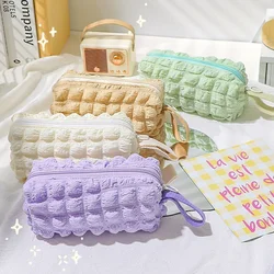 Grande Capacidade Soft Pencil Case, Simples Pure Color Pen Bag, Kawaii Nuvem Bolsa Bolha para Meninas, Material Escolar Papelaria