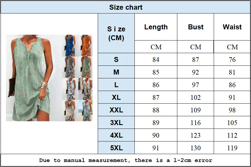 Mandylandy Women's Vest Dress Fashion Slimming Printed Sleeveless Tank Top Dresses V-neck Straight Loose Casual Summer Dress