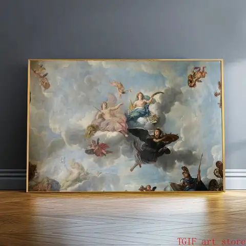 Famous Painting Western Angel Cloud The Royal Magnificence Oil Canvas Painting Posters Wall Art Pictures Living Room Home Decor