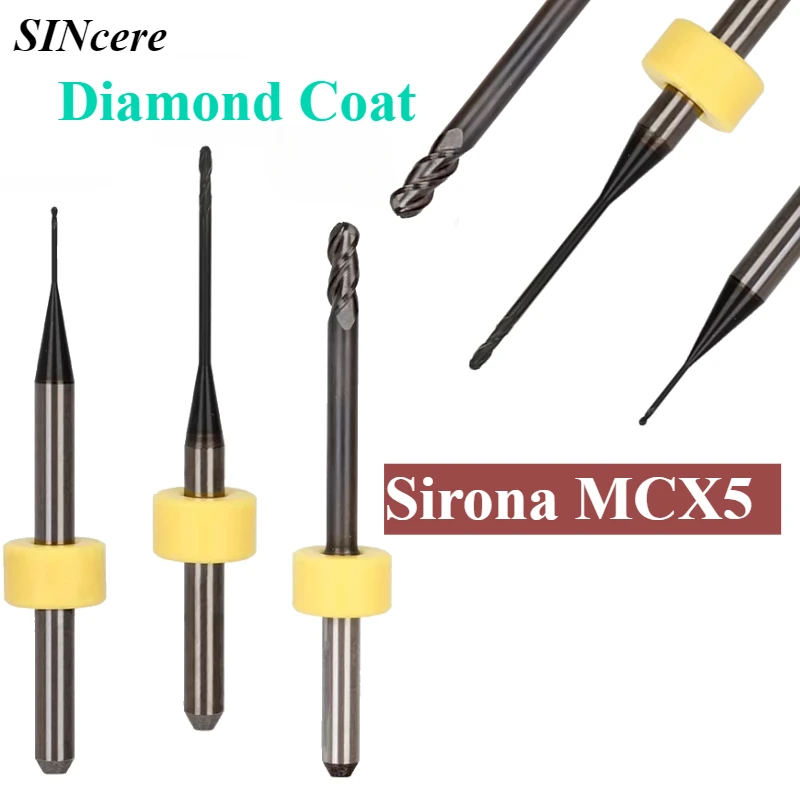 

Dental Sirona MCX5 Zirconia Cutters 0.5mm/1.0mm/2.0mm DLC Coating Shank 3MM CAD CAM Milling Bur Dentistry Diamond CoatTool