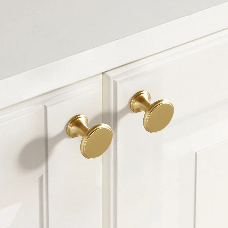 

Nordic Solid Brass Cabinet Handle Minimalist Drawer Pull Single Hole Golden Hardware