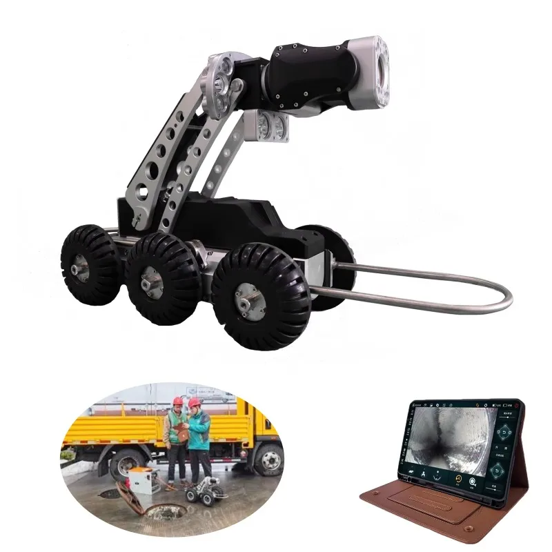 Automatic Cable Payout And Retrieval 360° Pan Rotation Lifting Frame Cctv Pipeline Robot Camera Sewage Inspection Crawler Robot
