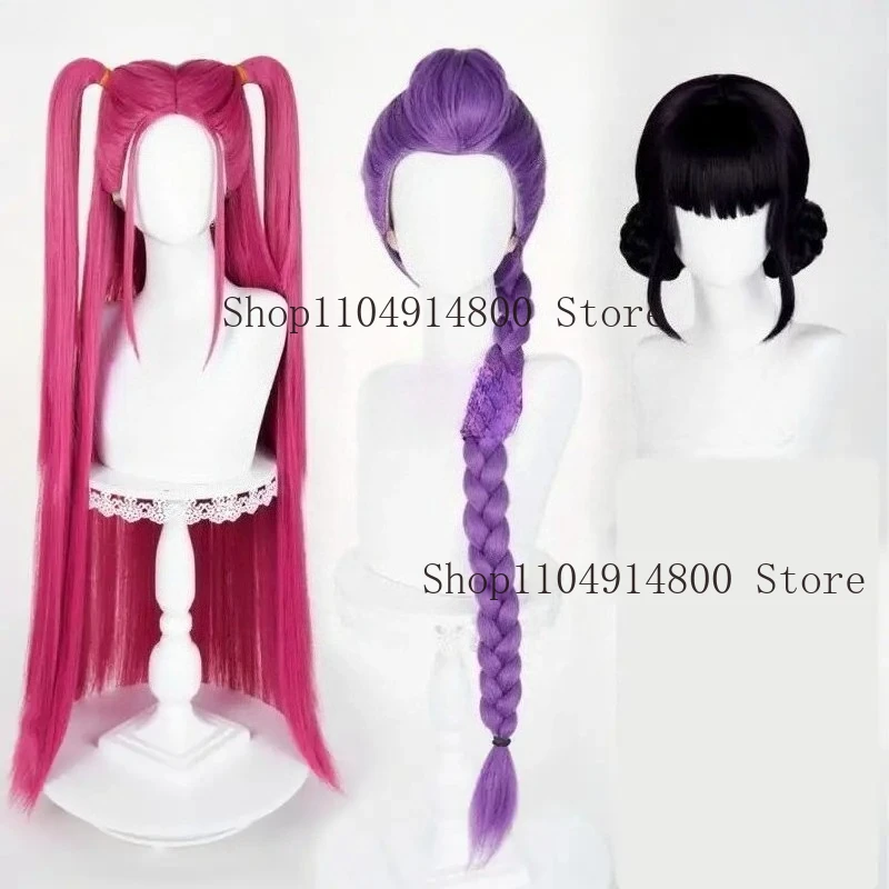Halloween Women Pink Purple Black Synthetic Fiber Wig Heat resistant Prop