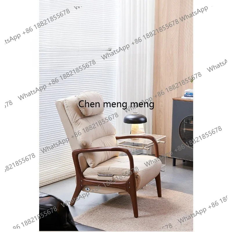 03A M7 electric leather solid wood sofa chair comfortable support recliner living room reclining walnut lazy leisure chair