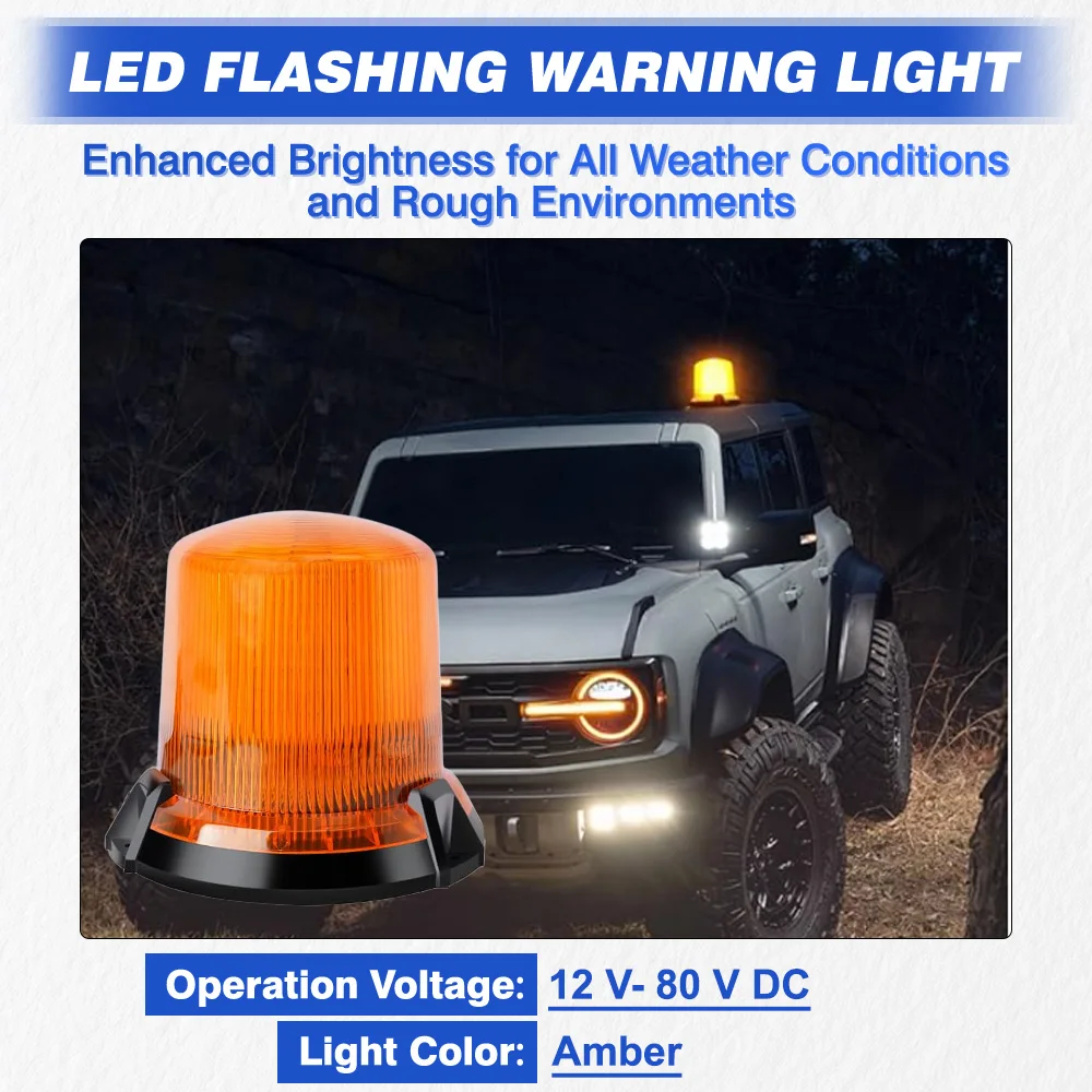 

12V-80V 90 LED Strobe Lights with Dual-Button Car Charger Car Truck Roof Top Warning Light Emergency LED Strobe Light Flashing