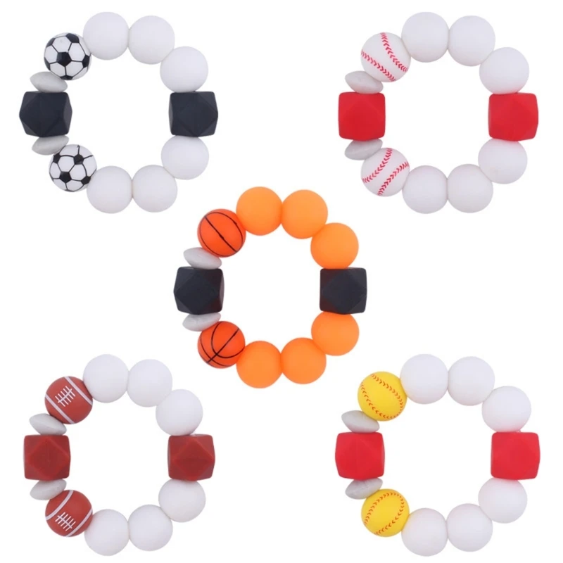 2024 New Food Grade Silicone Sensory Chew Bracelet Teething Rings for Babies Boys Girls