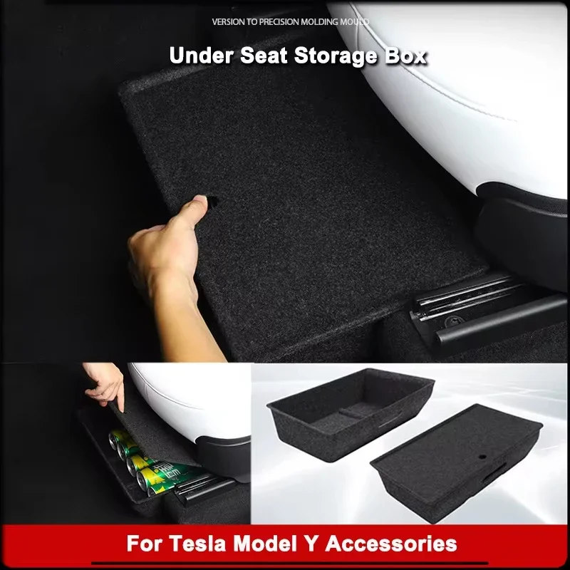 For Tesla Model Y Under Seat Storage Box Accessories MY 2021 2023 New Car Garbage Bin High Capacity Organizer Case Drawer Holder