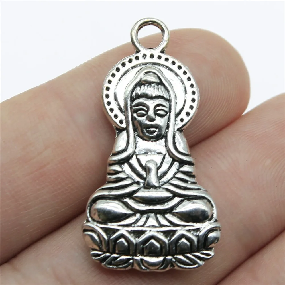 5pcs 34x18mm Double Sided Goddess Of Mercy Charms For Jewelry Making Antique Silver Color Antique Bronze Color