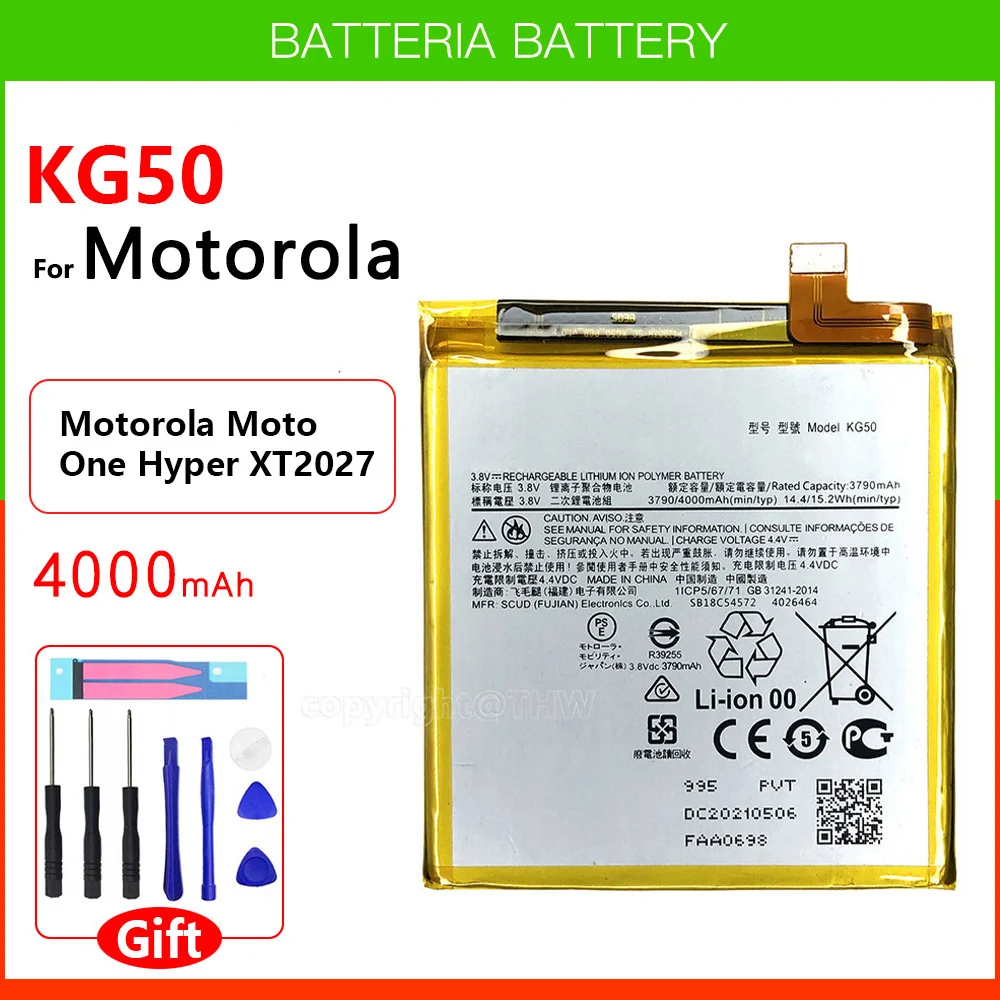 

100% Original High Quality Genuine KG50 Battery For Moto One Hyper XT2027 XT2027-1 XT2027-2 XT2027-3 Batteries + Tools kit