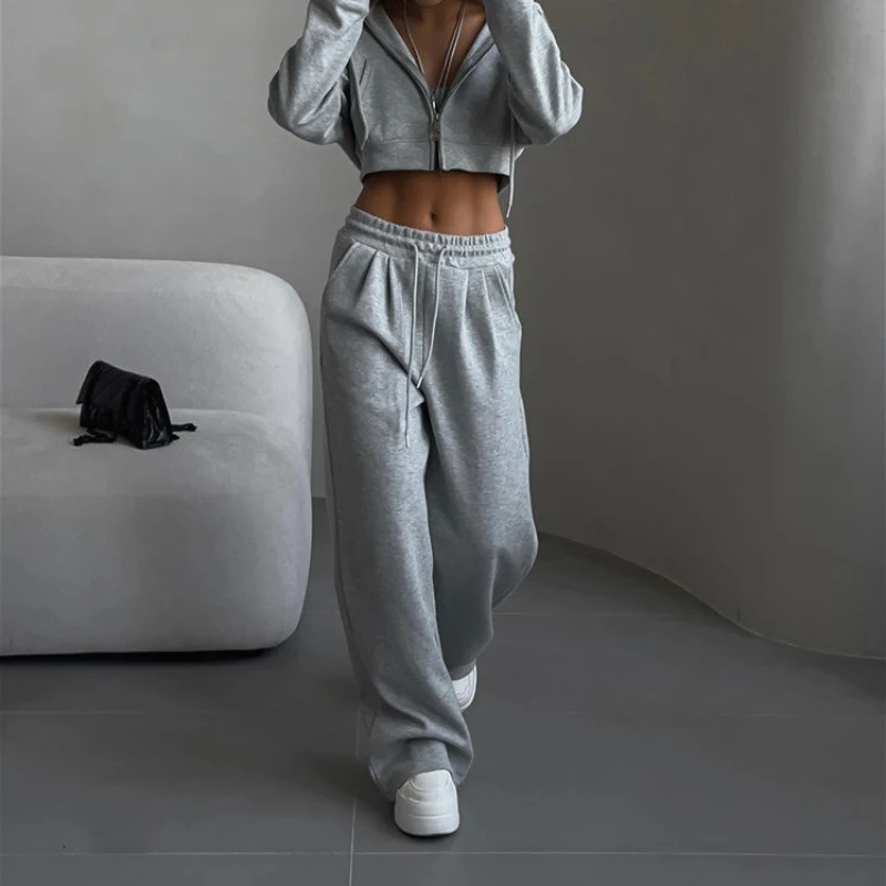 

Two Piece Sets Jogger Women Pant Set Tracksuit Y2k Sweatshirts Autumn Winter Sports Elastic Waist Streetwear Pants Matching Sets