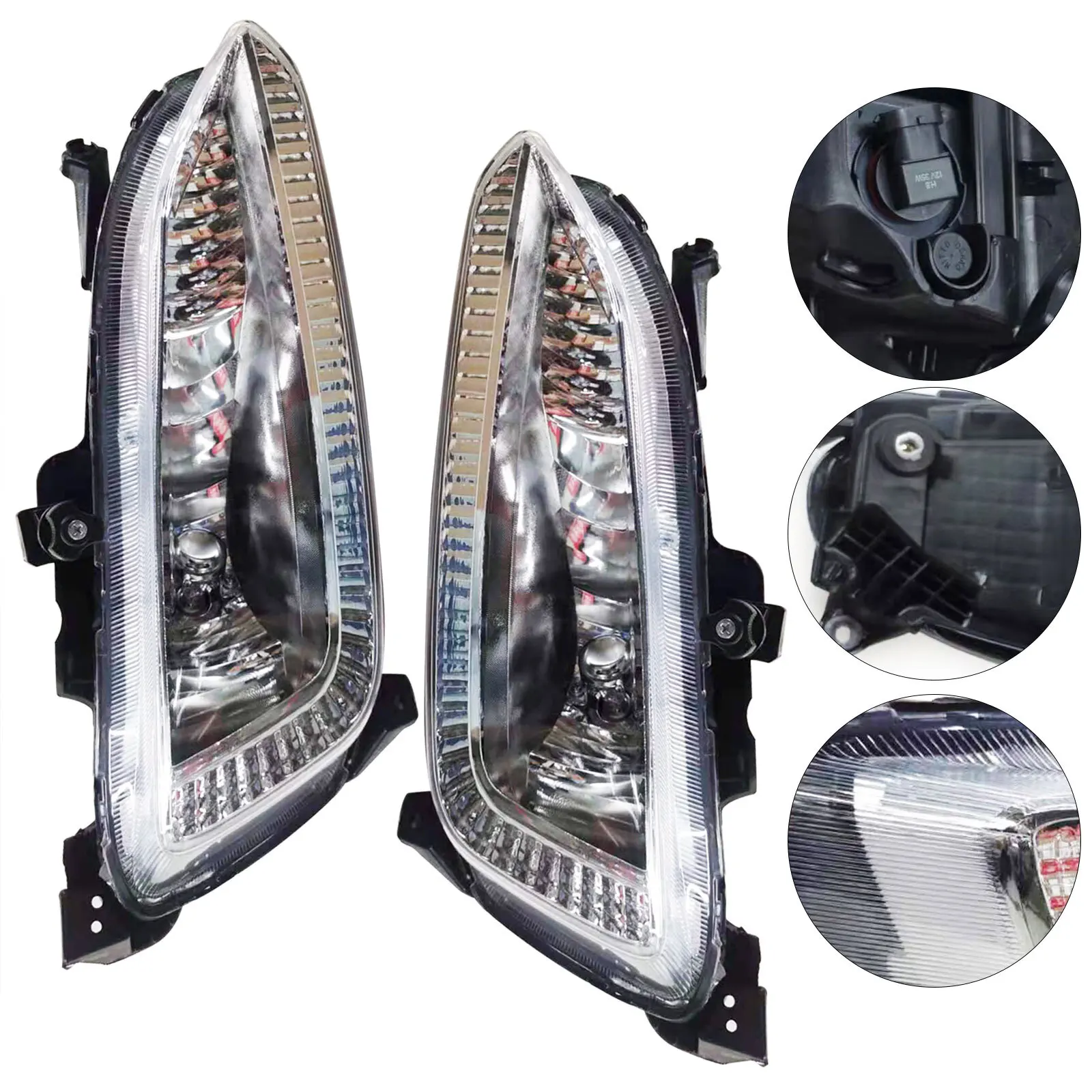 2Pcs DRL LED Daytime Running Light Fog Lamps For Hyundai IX45 Santa Fe 2013 2014 2015, Pair Fog Lights Assembly 12V