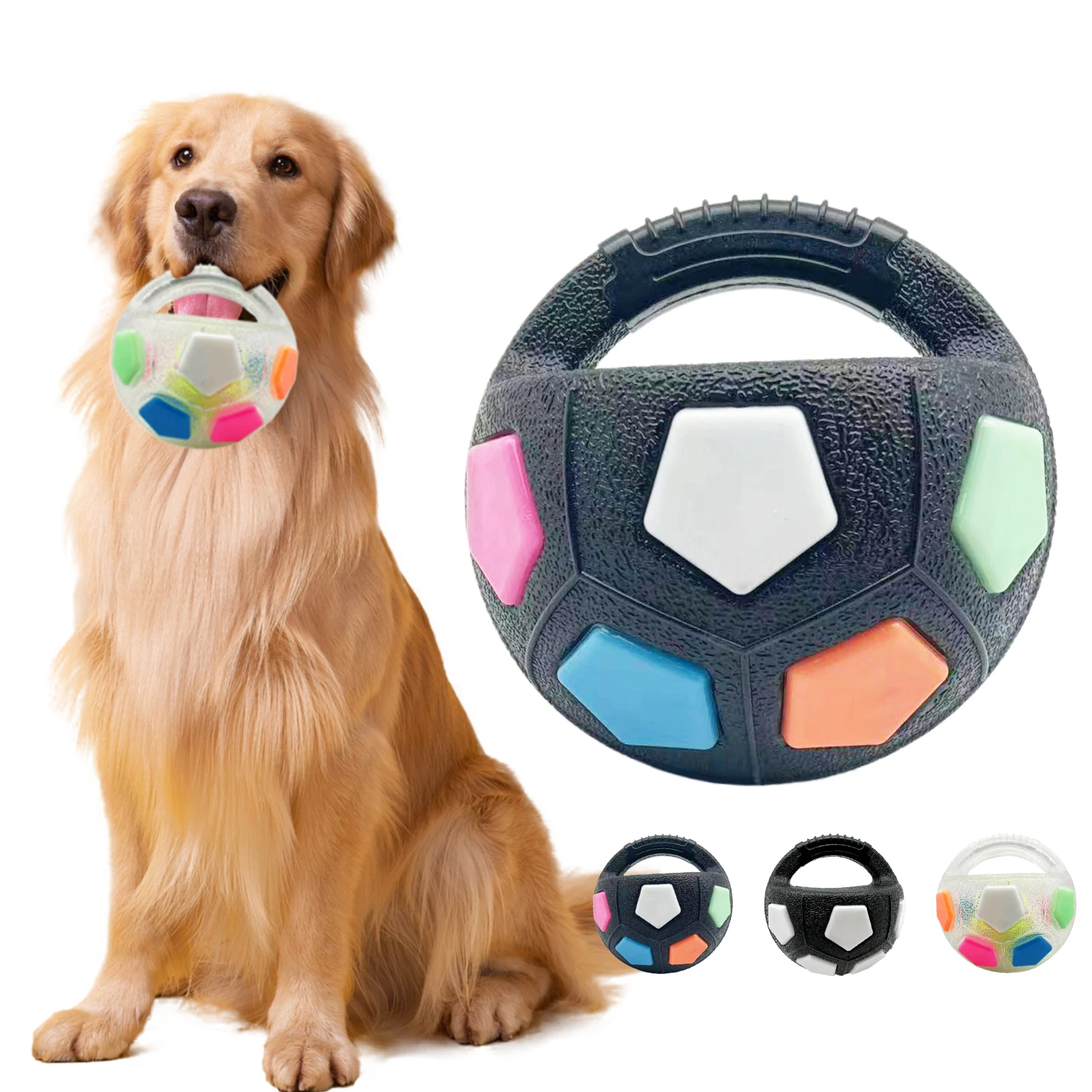 New football tennis ball shaped pet dog toys, durable teething relief to accompany outdoor training squeak toys