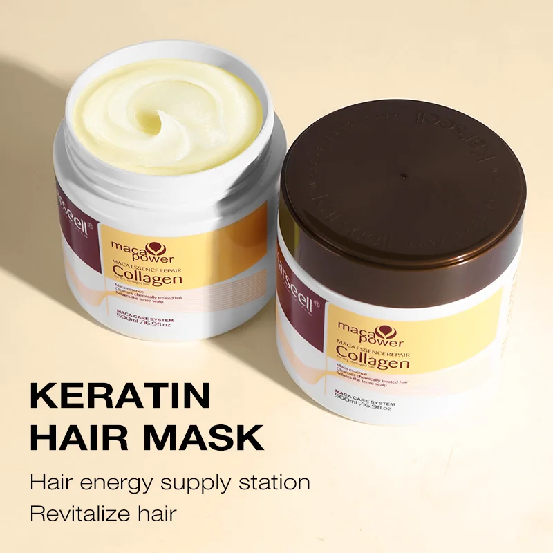 Karseell traitement capillaire au collagène réparation profonde conditionnement huile d'argan masque capillaire Essence pour cheveux secs et endommagés 100 ml/500 ml