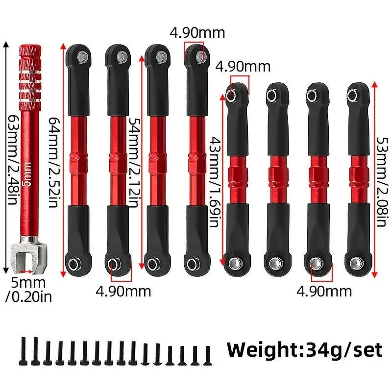 Metal Front and Rear Toe Links with Hollow Balls 7018 7038 for TRXS 1/16 Slash RC Car Upgrade Parts Accessories