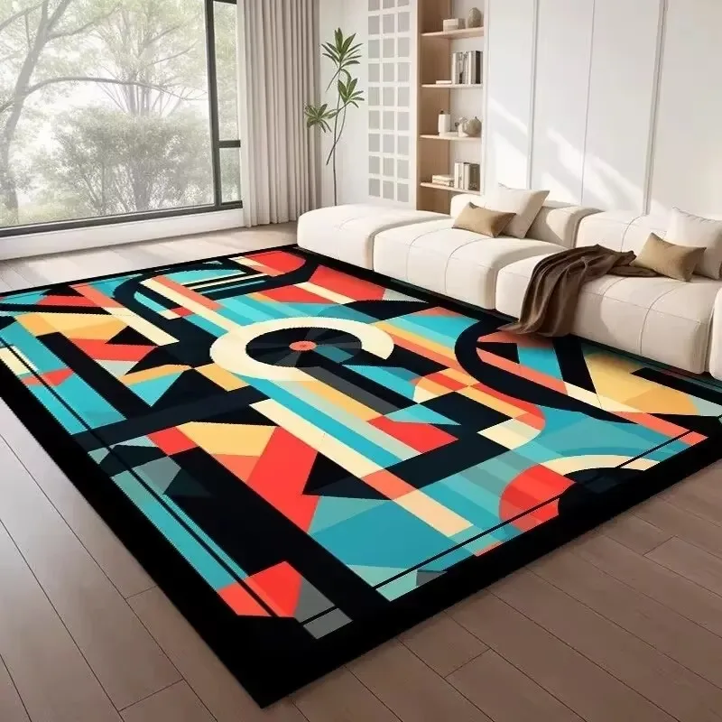 Modern Geometric Area Rug Abstract Color Block Large Floor Carpet Non Slip Indoor Mat for Living Room Bedroom Home Decor