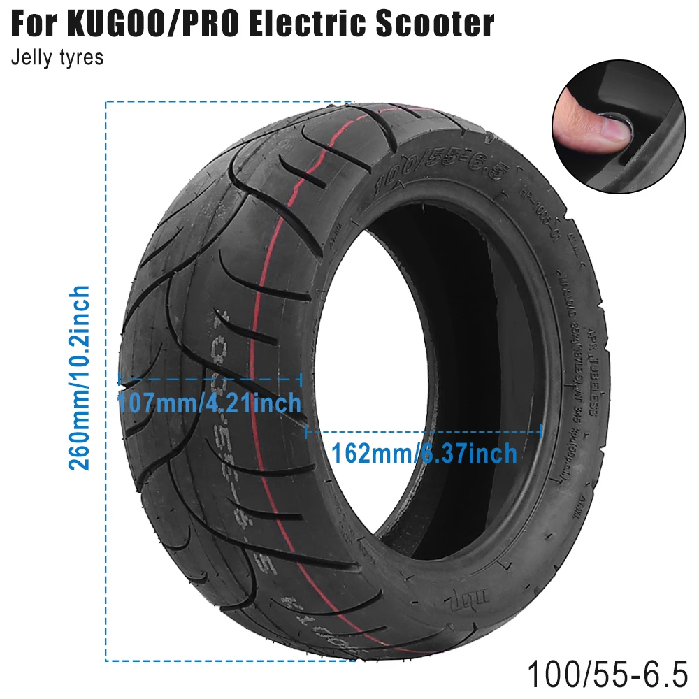 

Upgraded 100/55-6.5 Jelly Gel Self-Repairing Tires for Kaabo Wolf Warrior E-Scooter 11 inch Puncture Resistant Tubeless Tires
