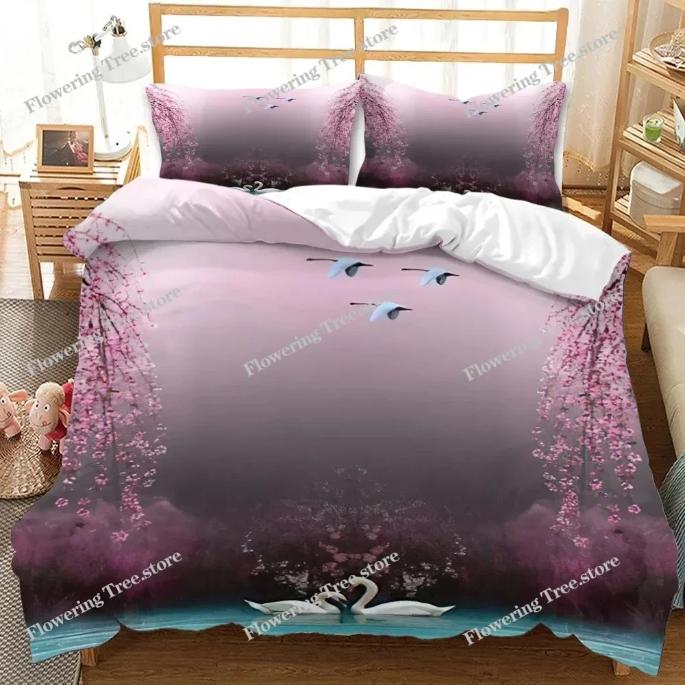 

3D Mountain Forest Duvet Cover Set Snow Mountain Winter Theme King Queen Size Comforter Cover for Kid Teen Polyester Bedding Set