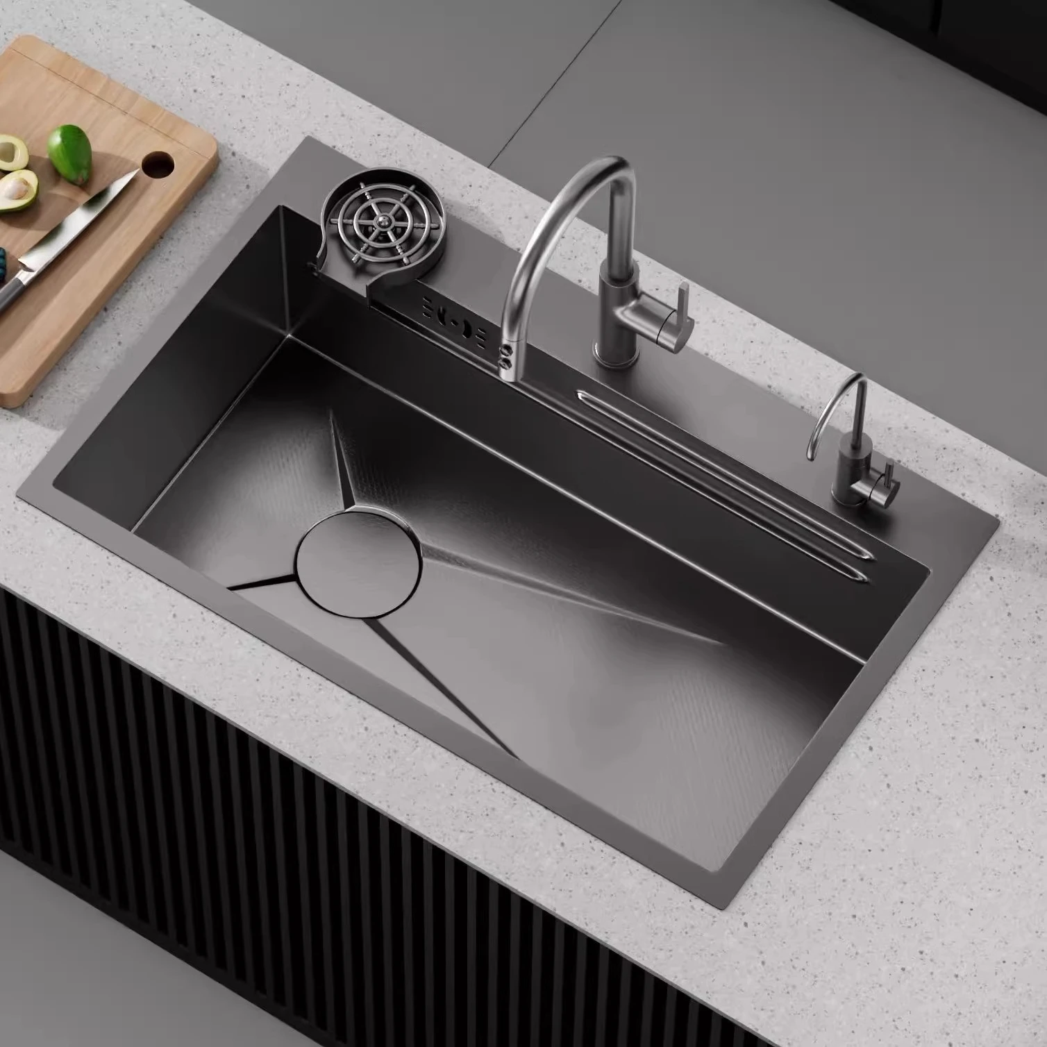 

304 stainless steel sink nano handmade large single slot kitchen table up and down washing dishes left row of sink