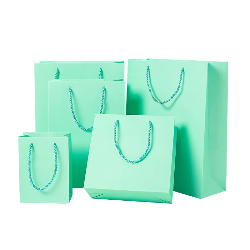 Mint Green Paper Bags, Wedding Souvenir, Party Gift Packing Shop Boutique Flower Dessert Package, 10Pcs