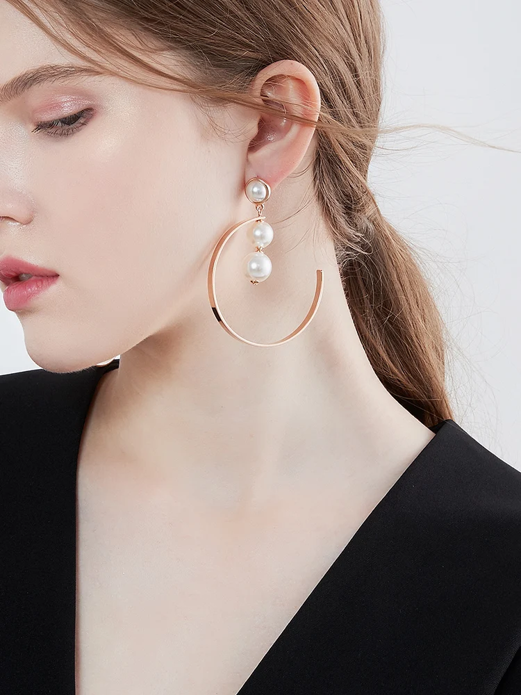 

Exaggerated Large Hoop Earrings 2024 Pearl Eardrop Fashion Earring Jewelry Party Wedding Gifts