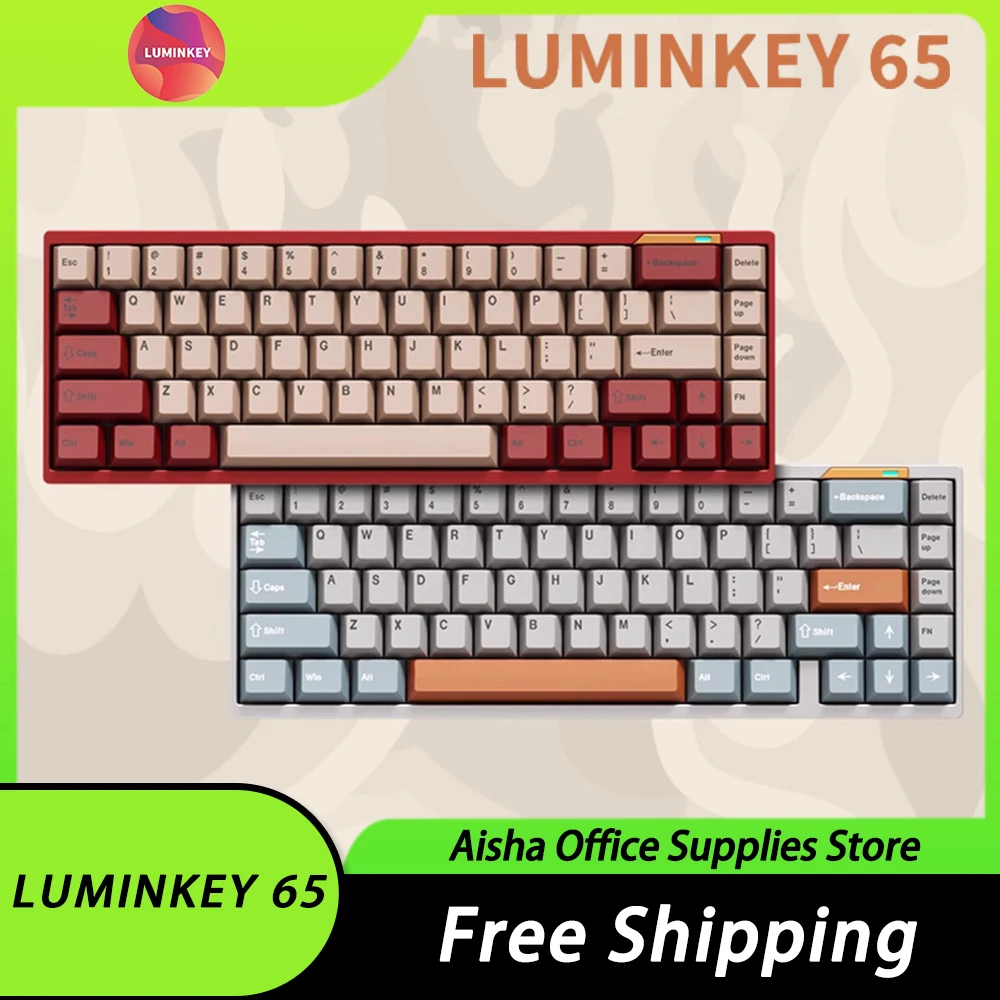 

Механическая клавиатура LUMINKEY65, Беспроводная игровая клавиатура из алюминиевого сплава с тремя режимами, с низкой задержкой, с возможностью горячей замены, для ПК, для геймеров, подарок