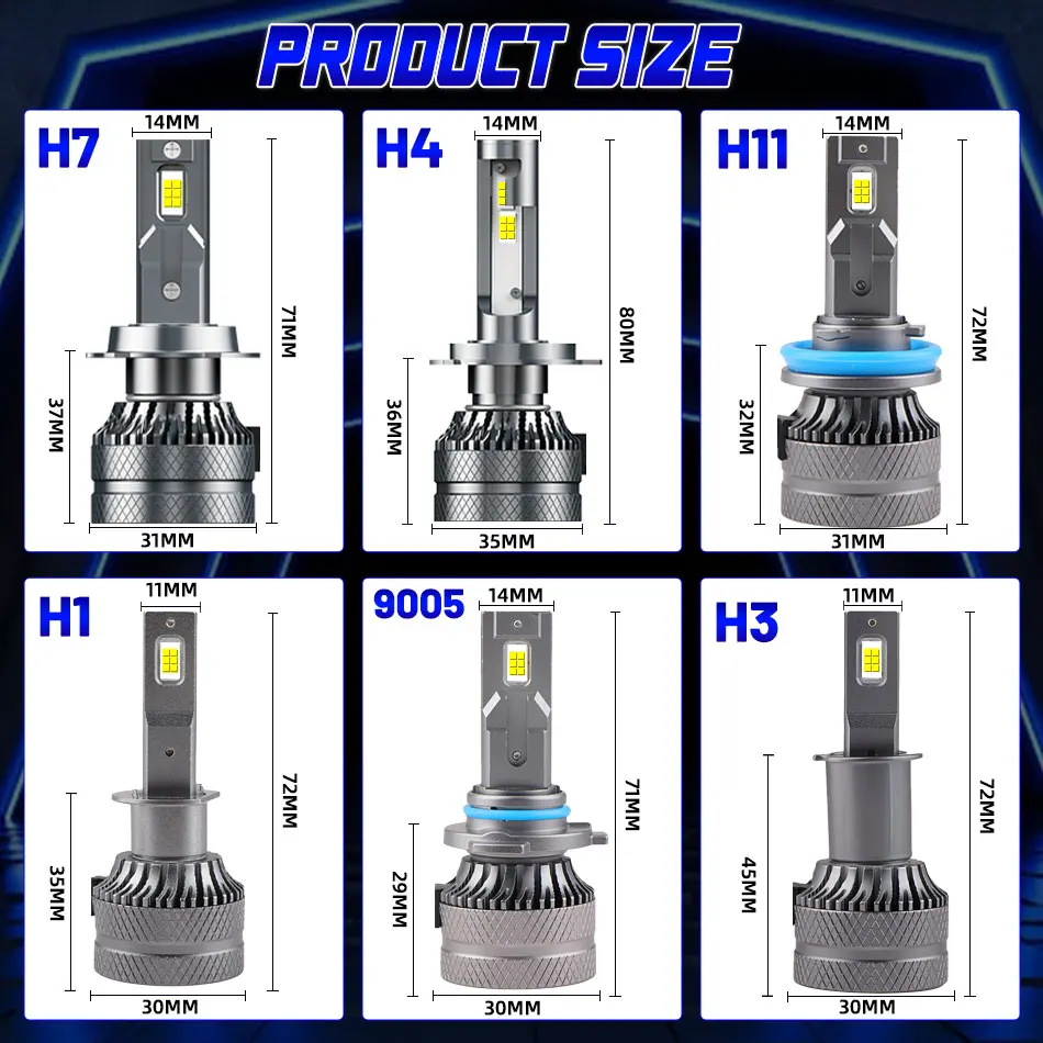 

2PC 300W H7 H4 LED Headlights Canbus H11 H1 H3 HB3 9005 6000K Super Bright H8 HB4 9006 H9 8895 CSP Chip Turbo LED Fog Light 12V