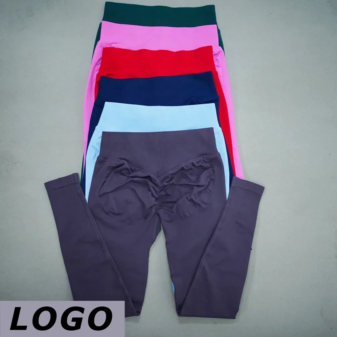 DF-LOGO New Women Seamless High Waist Yoga Leggings Butt Lifting Compression Tummy Control Gym Running Workout Slim Sports Pants