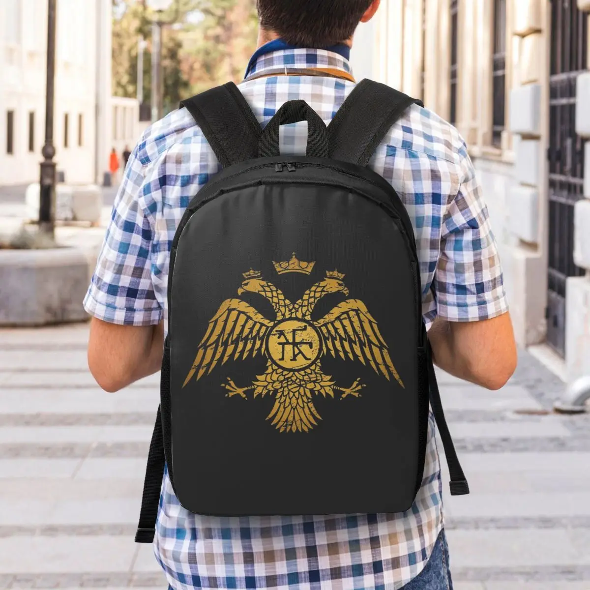 Império bizantino constanteople dupla cabeça águia mulher mochila bookbag crianças sacos de escola portabilidade ombro