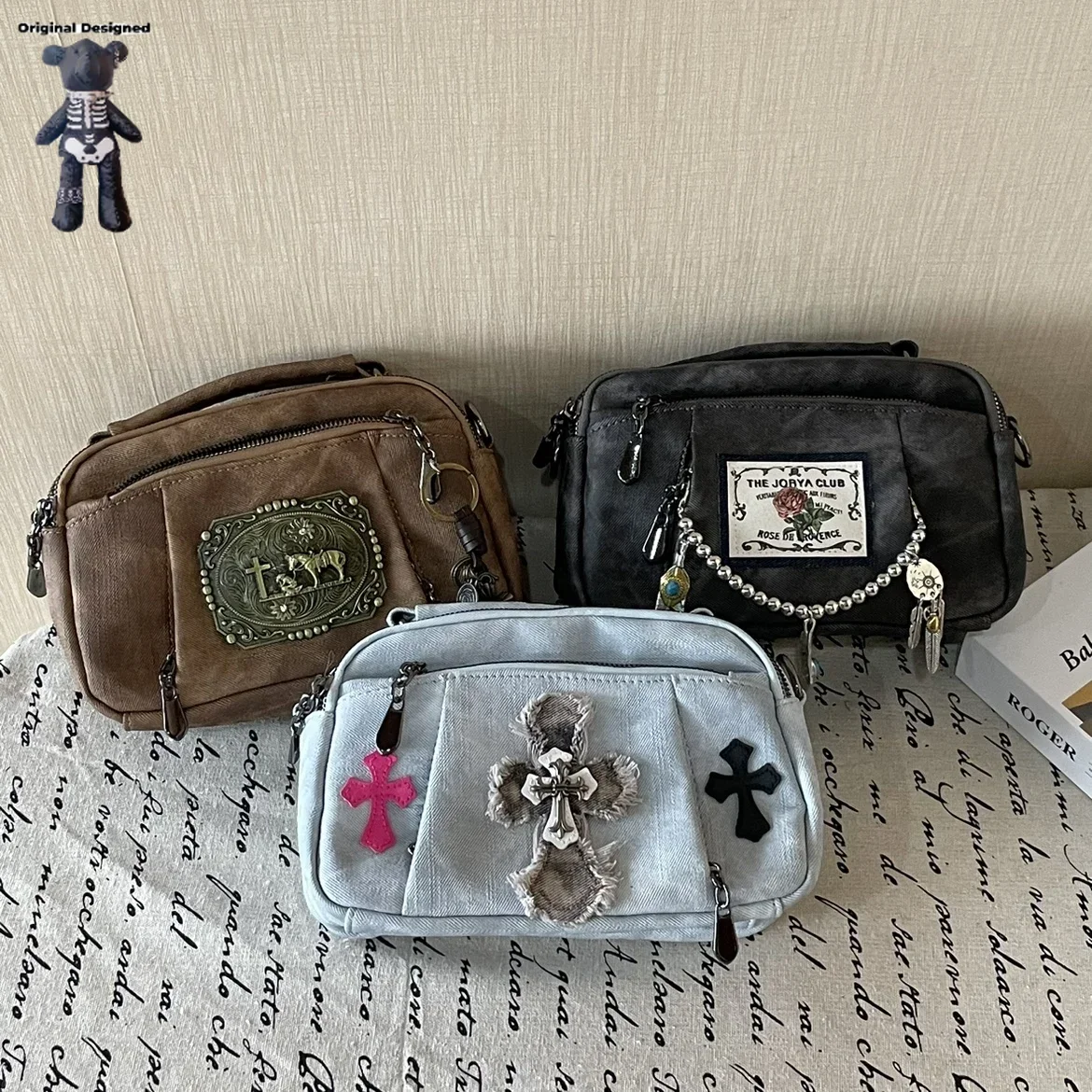 

Y2K Harajuku Women's Bag New Trend Gothic Cross Hand Chains Handbags Female High Street Punk Cross Ladies Shoulder Bags